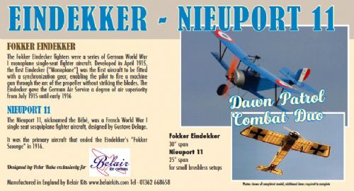 Nieuport 11 & Fokker Eindekker - Combat Duo twin pack